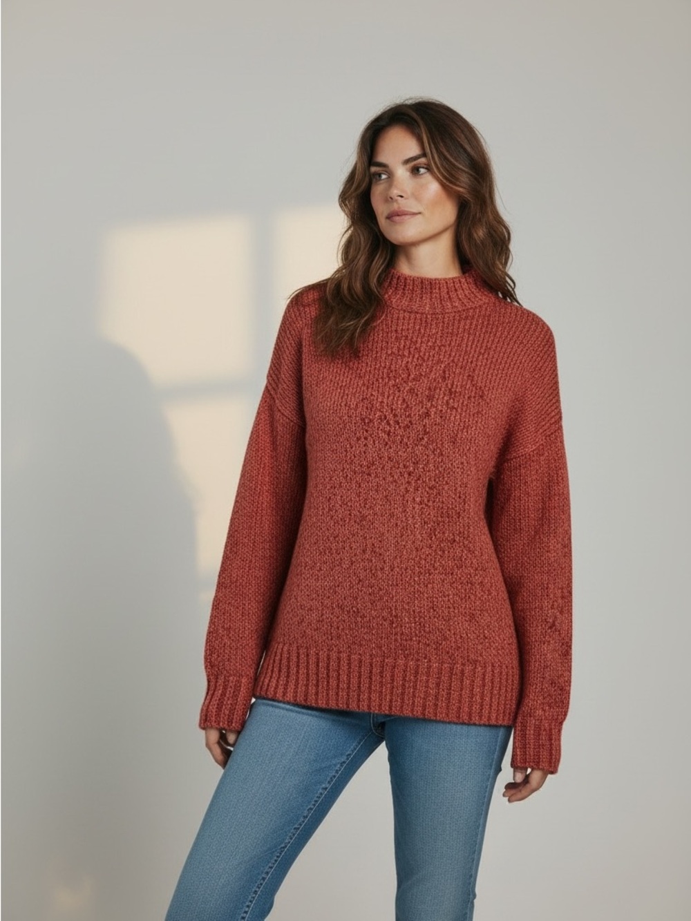 LOFT Chunky Marled Knit Mock Neck Sweater - Excellent Condition - Small